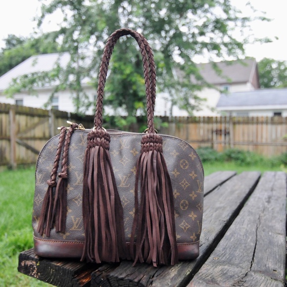 Louis Vuitton Alma PM - Western Style Revamp with Braided Handles and Fringe - Picture 4 of 10
